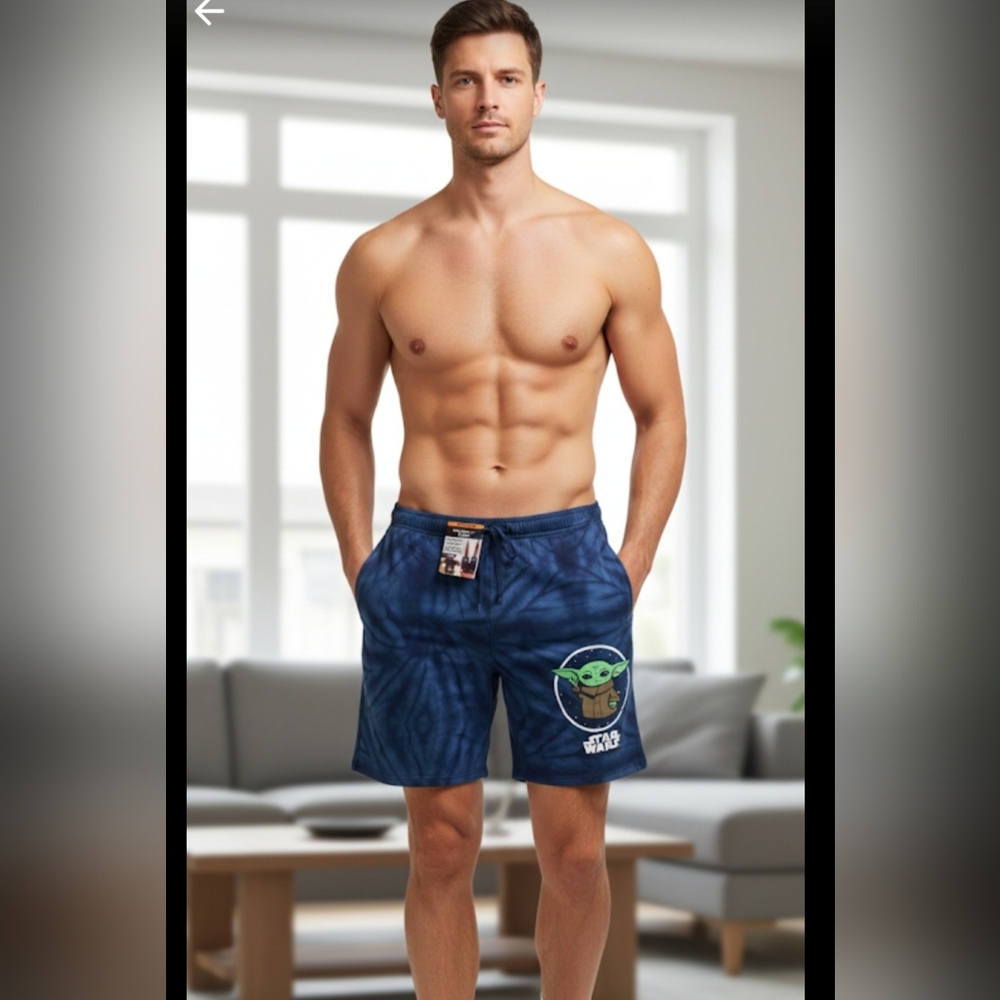 Mandalorian M 32-34 Baby Yoda M Lounge Sleep Shorts New - Picture 1 of 6